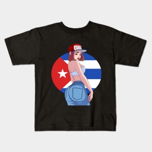 Cubana Strong Girl Pride Cuba Flag Kids T-Shirt